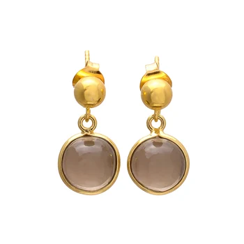 Smoky Topaz Hydro Gold Gemstone Earrings