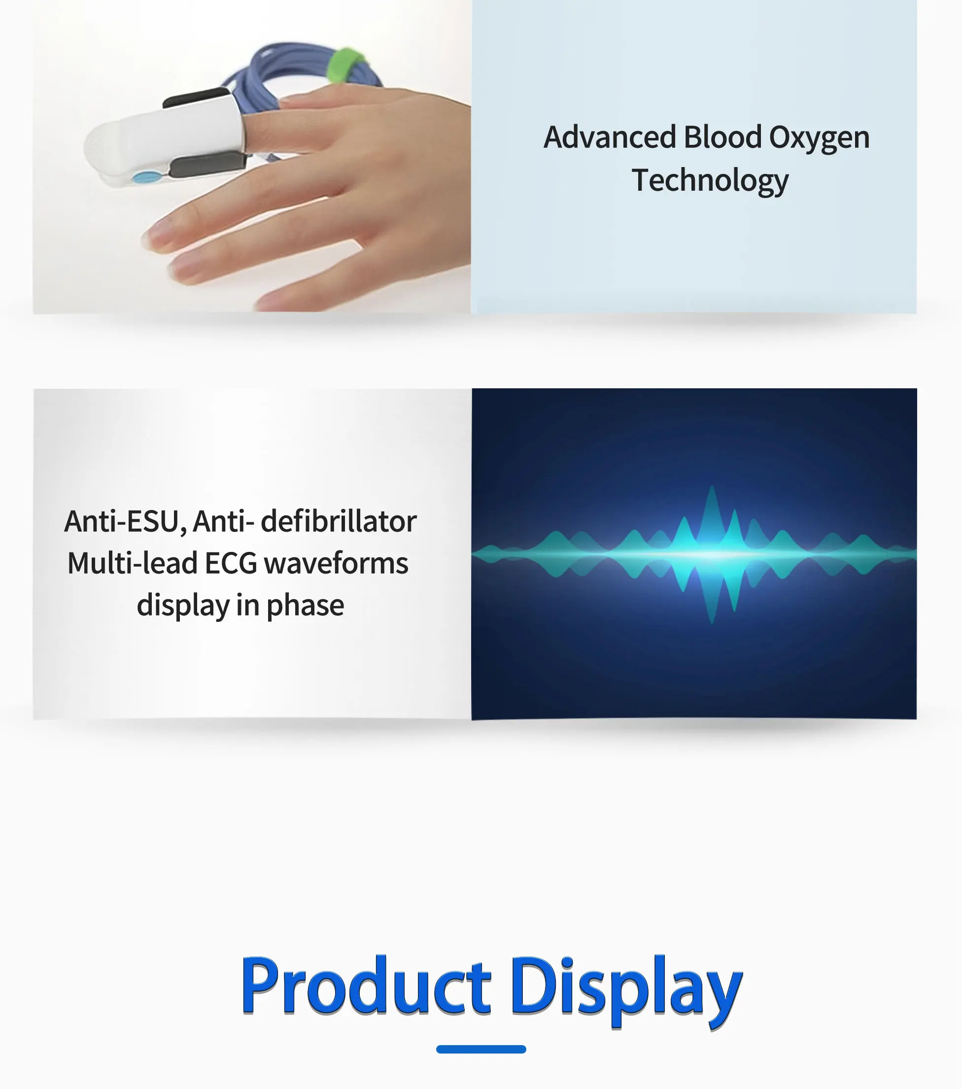 Patient Monitor with 1-7 Level Audio/Visual Alarming Arrhythmia Analysis and Anti-ESU Multi Parameter Bedside Monitor