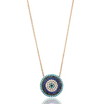 Turkish Eye Pendant Necklace Wholesale Sterling Silver Jewelry woman trendy fashion jewelry