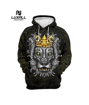 New latest 2022 best Trendy Top Quality Halloween devil lion king Design Sublimation winter Hoodie For Unisex