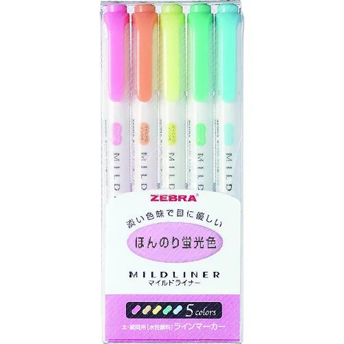 Zebra Highlighter Mildliner Series 5-color Set Made in Japan