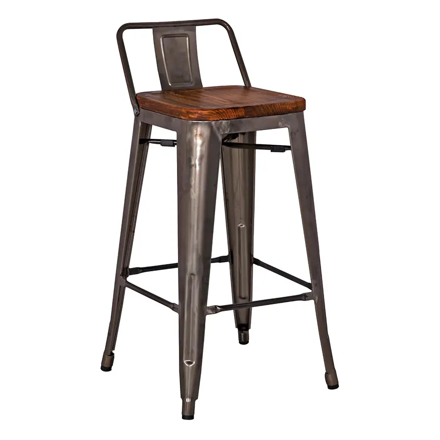 Industrial Vintage Modern Harga Murah Grosir Kualitas Tinggi Bungkus Belakang Kursi Industri Logam Luar Ruangan Bangku Konter Bar Kayu Buy Industrial Low Back Bar Chair Metal Frame Wood Seat Cafe Wooden