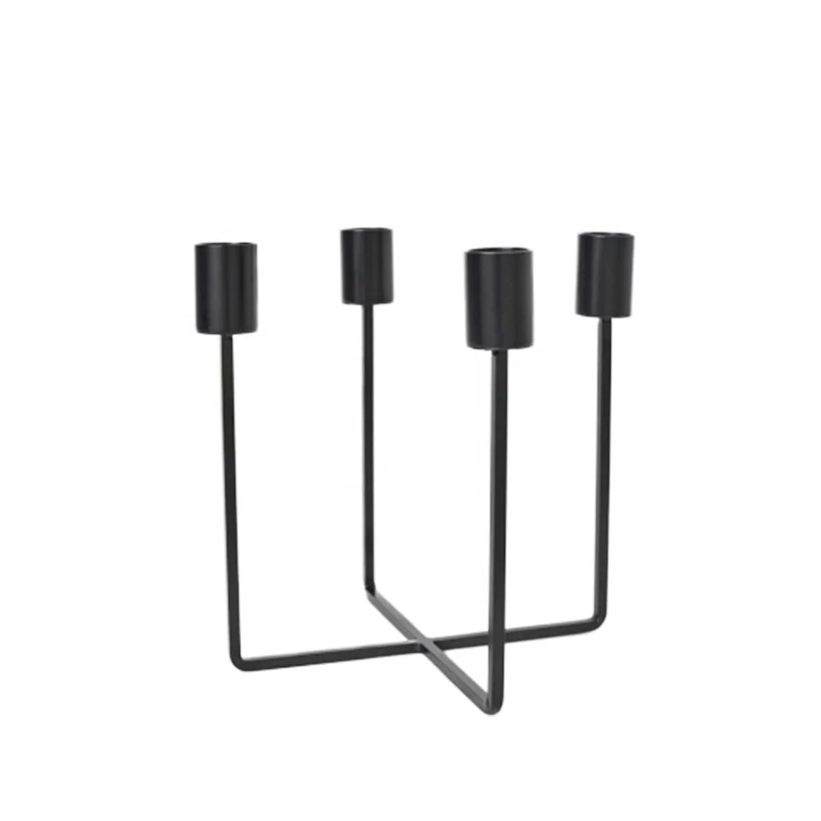 Black Color Candle Holder Set Of 3 Elegant Design Aluminum Casting T