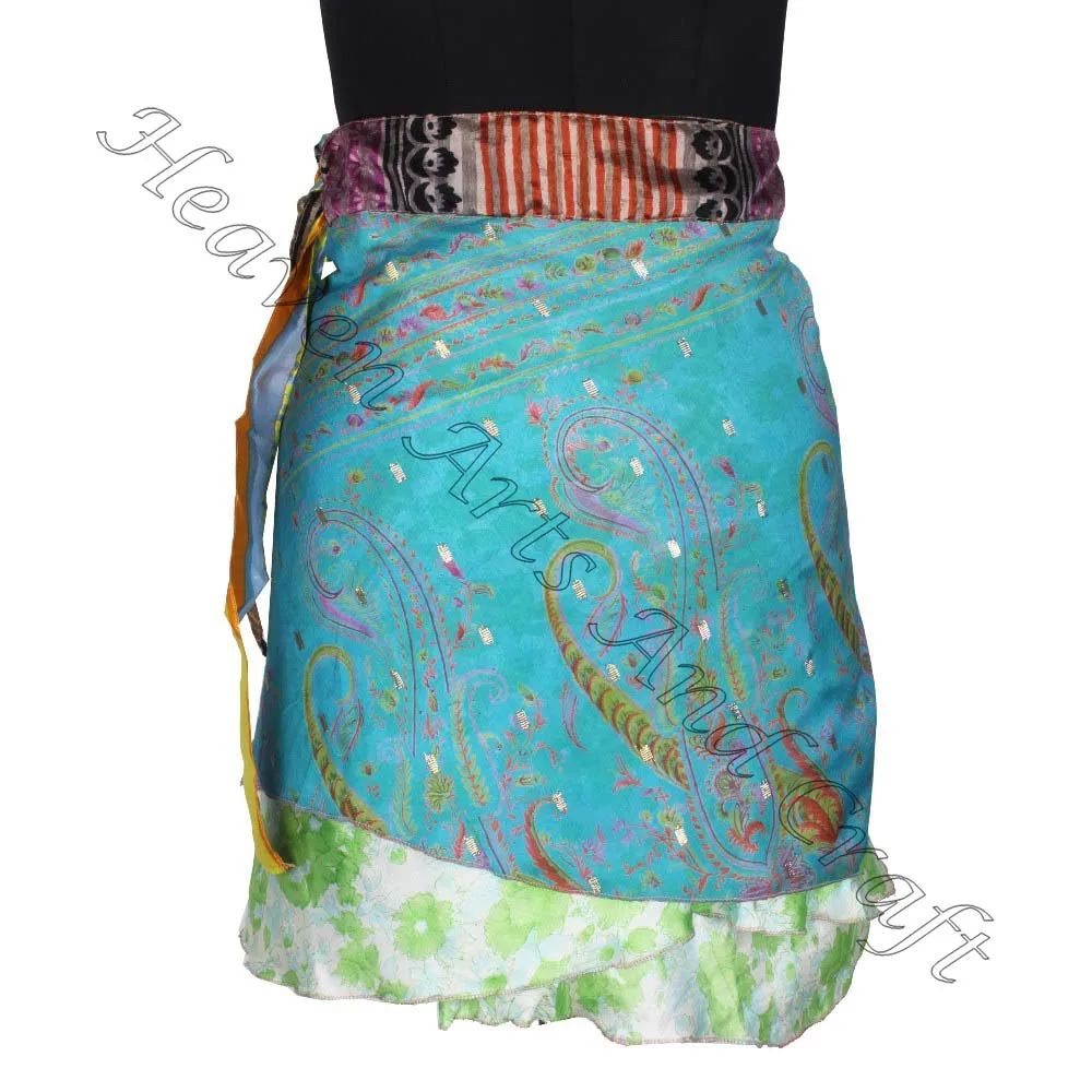 Valentine's Wrap Sarong Wrap Mini Skirt for Goa Gypsy Hippie Boho Indian Retro Silk Casual Magic Wrap Short Skirt
