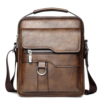 Kangaroo Luxury Brand Vintage Men Messenger Bags For Men Leather Business Shoulder  Bag Male Crossbody Bag Brown Casual Briefcase 