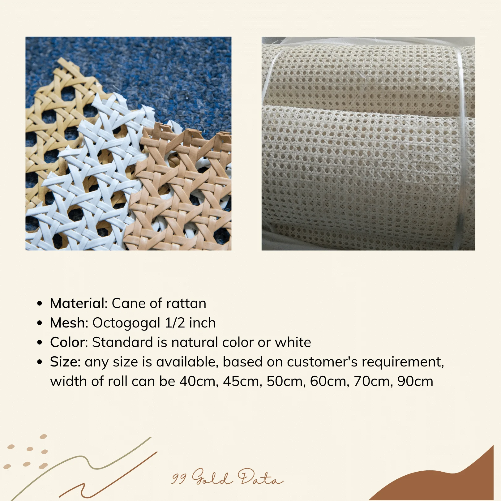 Wicker Natural Rattan Cane Webbing Rolls With Many Sizes Rattan ...