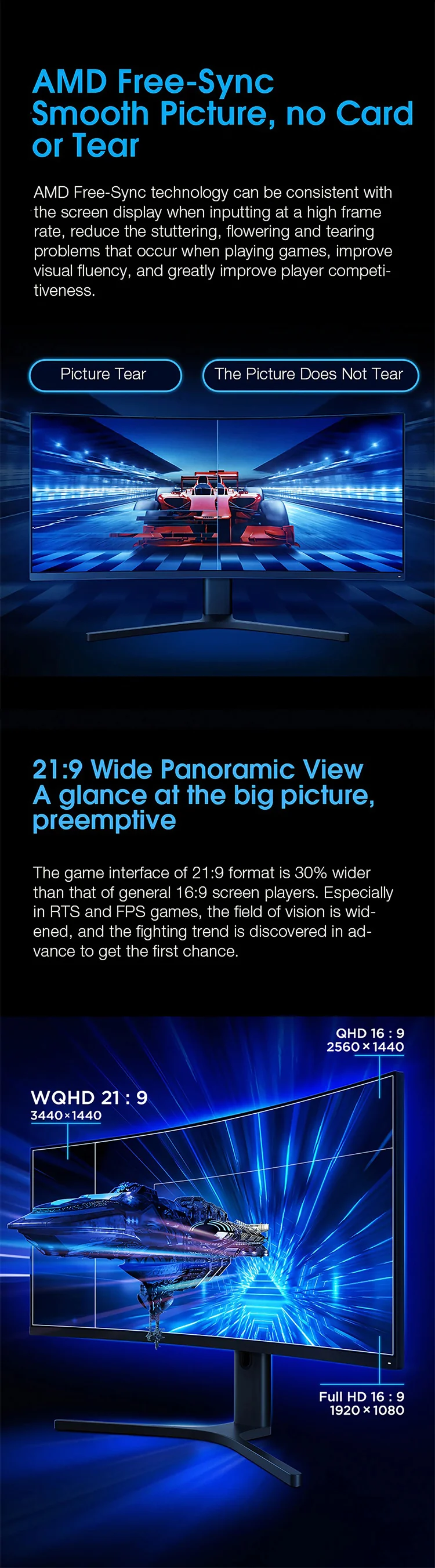 Mi 34 Xiaomi Mi 34 Inch Curved Gaming Monitor - 2K 144Hz, 21:9 IPS Display ...