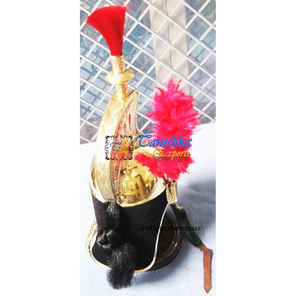Napoleon Brass Designer Helmet French Medieval Armor Gift Decor Knight Decorative Helmet With Red Plume