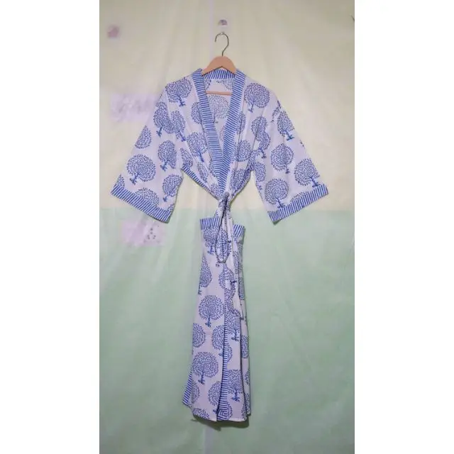 Árvore Handmade indiana do roupão do algodão impresso Kimono Maxi