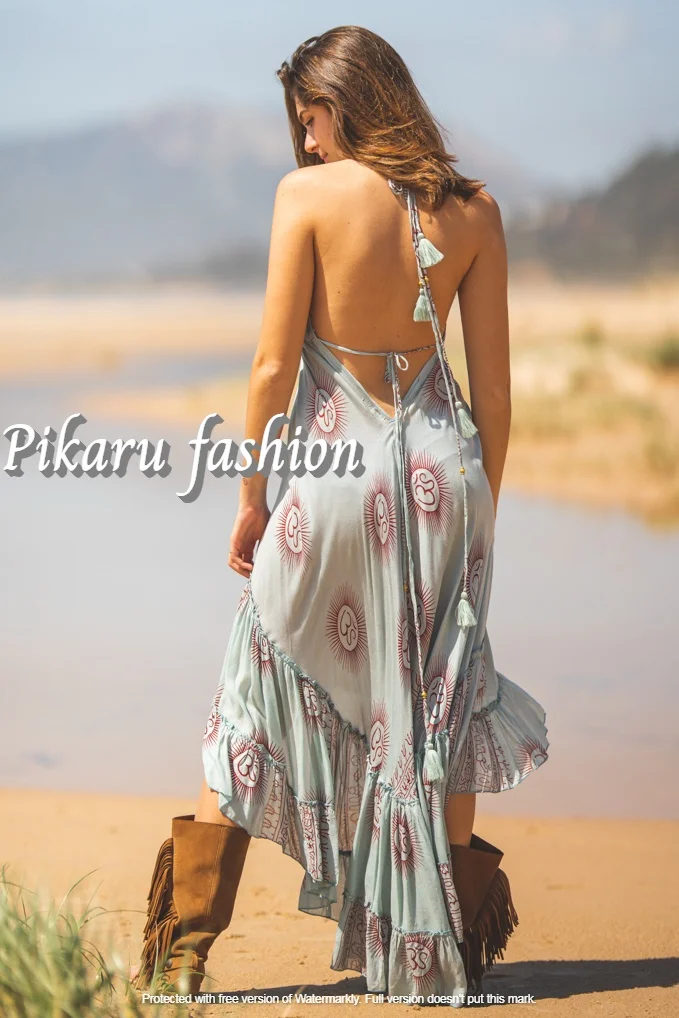 Cardigan Cover up Boho Indian Dresses for Women Om Print Backless Designer Summer Long Maxi Dress
