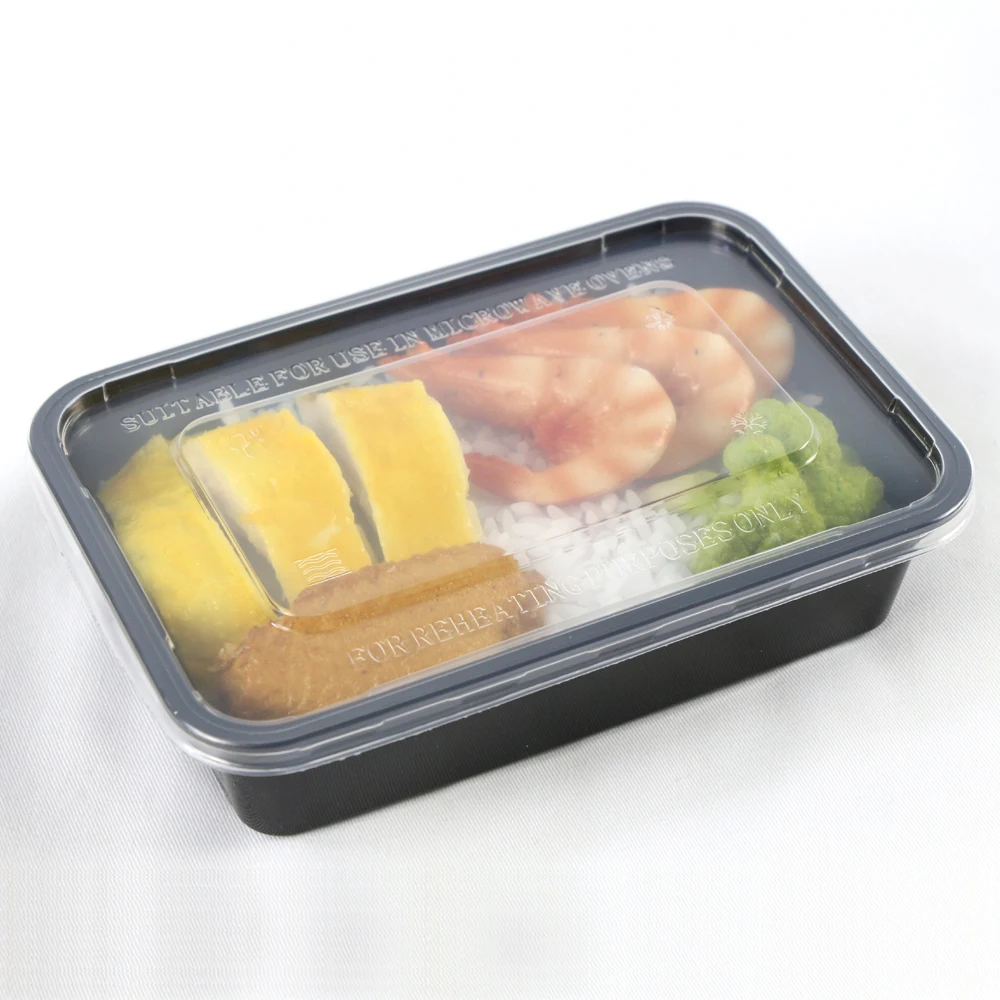 500ml 650ml 750ml 1000ml Black Microwaven Round Disposable Bento