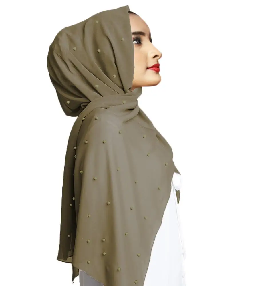 Perle Brodé Georgette écharpe/Hijab/châle 