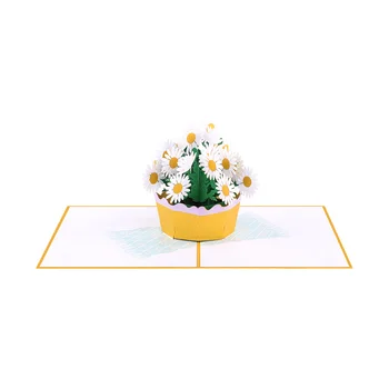 Daisy bouquet pop up card express your love with 3d cards paper craft art work postcards for promotion Vietnam factory price