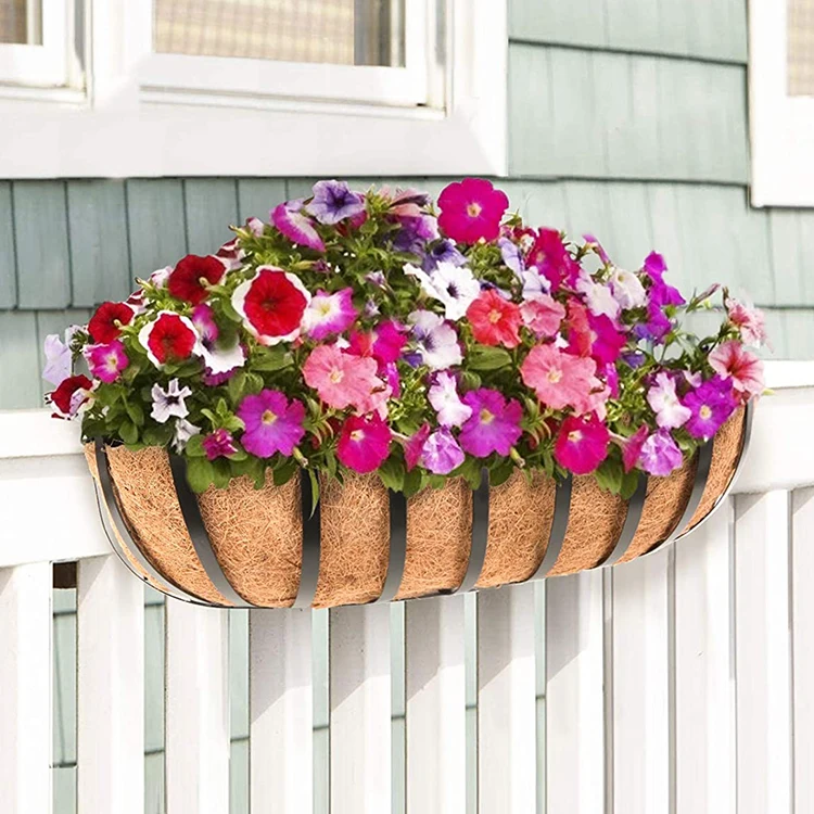 Wall Trough Planter Garden Decor Hayrack Railing Planter Metal Window