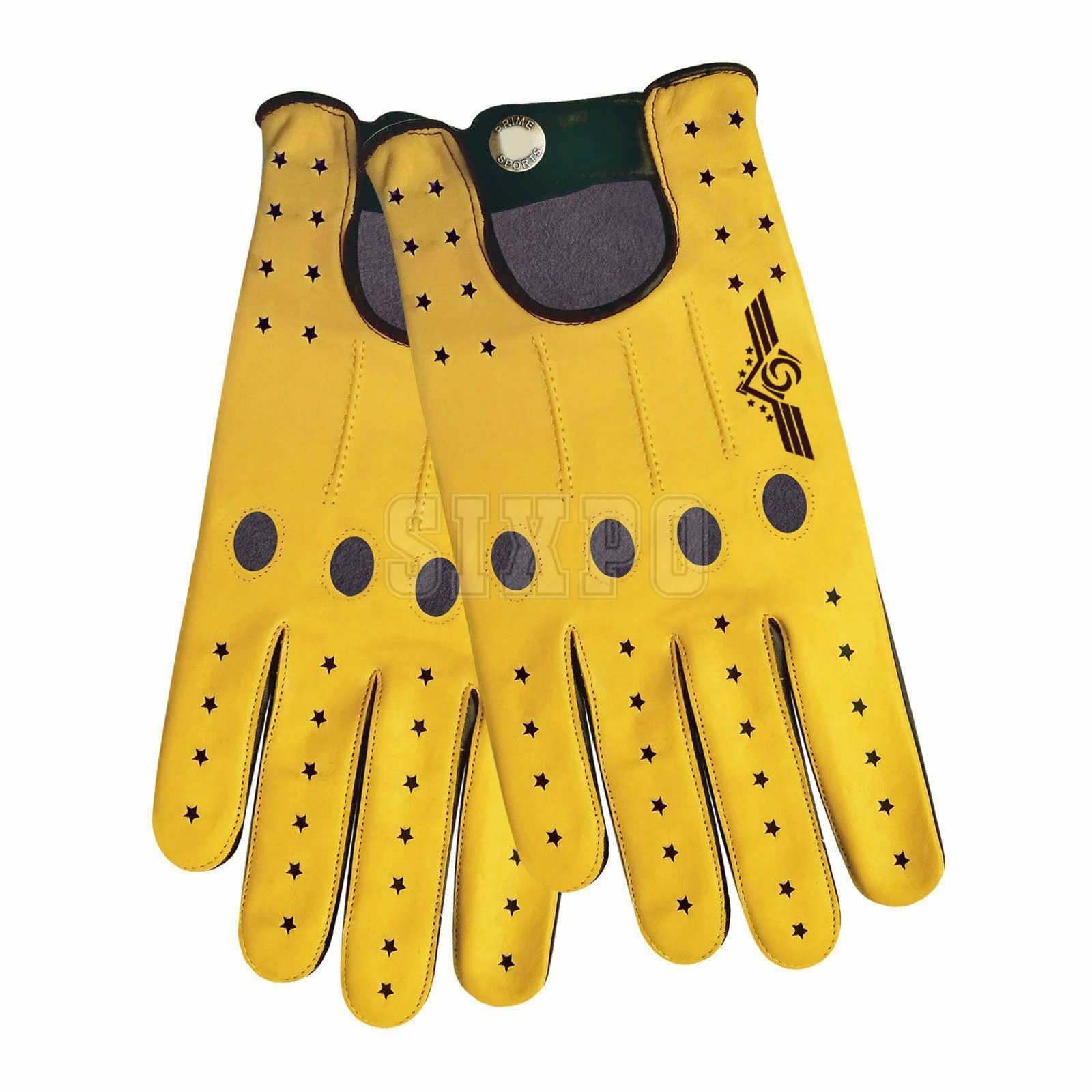 Высококачественный мужской модный Вождение из 100% натуральной мягкой кожи черного цвета с желтой