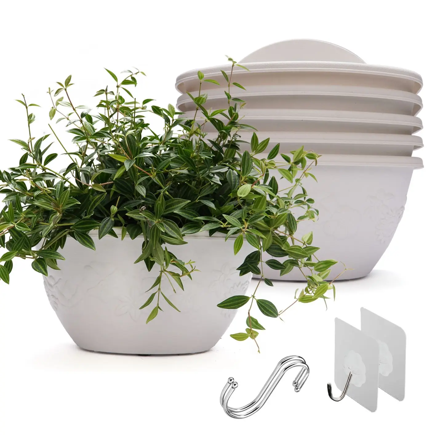 Modern Plastic Half Round Wall Mounted Flower Pots Plant Pots With