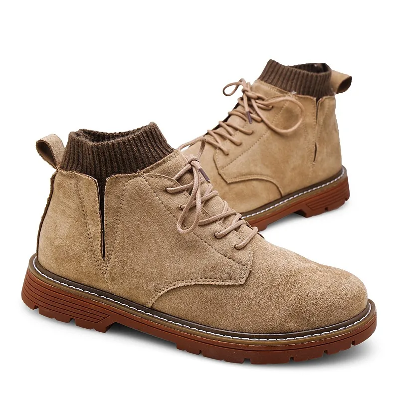 Оптовая продажа, модные ботинки, Уличная Повседневная стильная плюшевая теплая зимняя обувь с высоким воротником для мужчин
