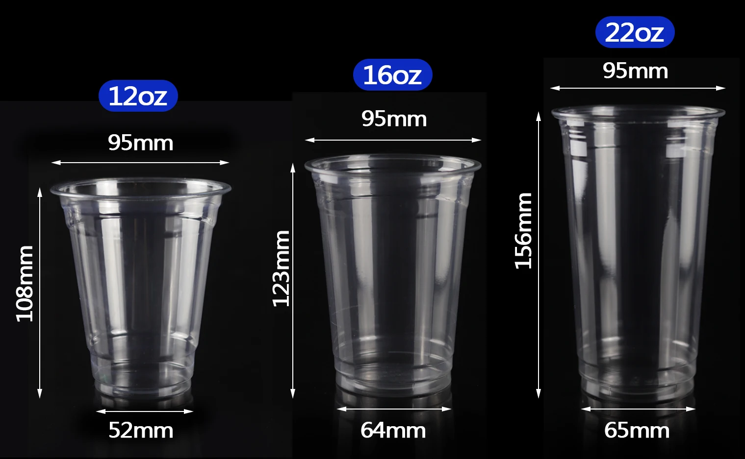 16oz 500ml Pet/pla 95mm Disposable Plastic Transparent Cup For Cold ...