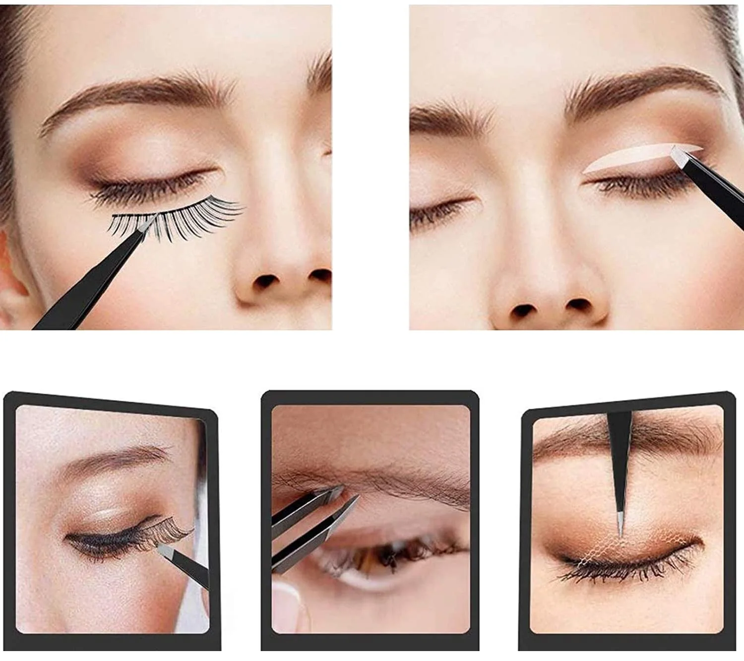 5 Piece Tweezers Eye Brow Plucking,Eyebrow Tweezers Set With Scissors