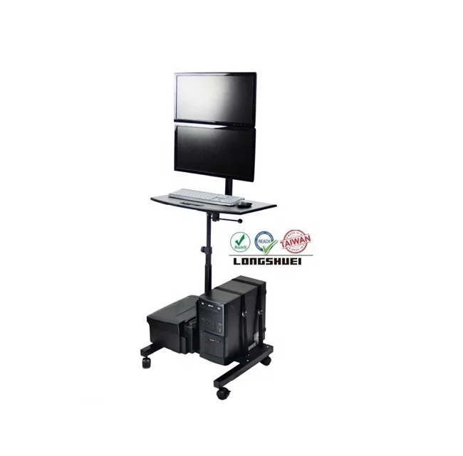 Mobile Dual Screen Sit to Stand Cart Versatile Durable