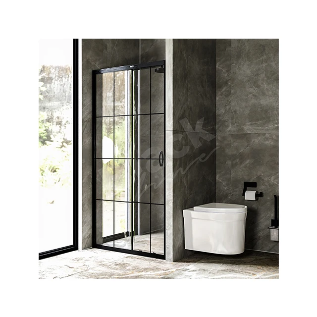sliding straight black shower door enclosure for luxury