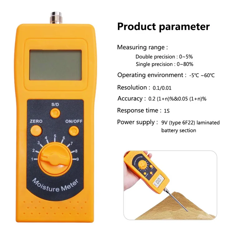 Tuok DM300C Digital Soil Moisture Meter Probe Type with LCD Display Featuring Lime Powder Technology