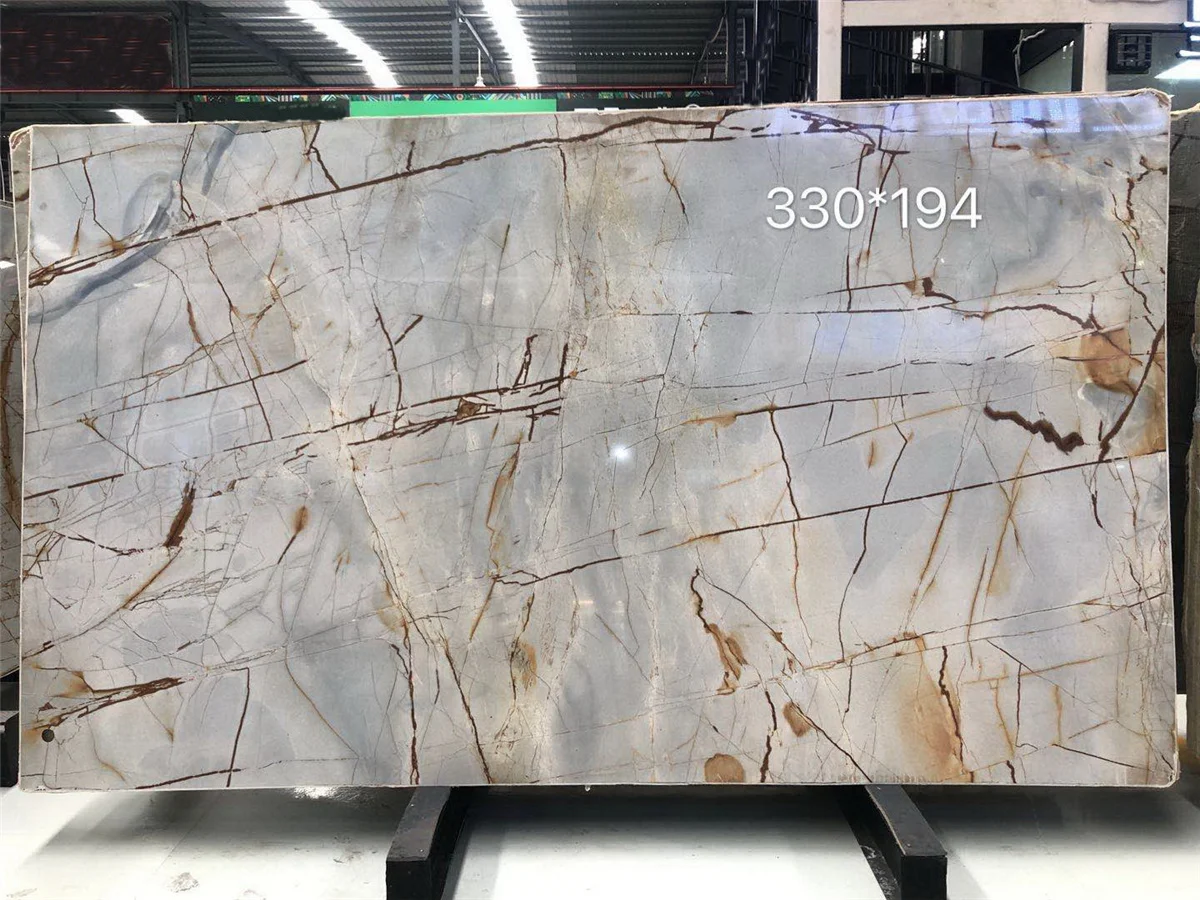 Popular Natural Deep Blue Quartzite Exotic Imperial Blue Roma Impression Quartzite Slab for Interior Decor
