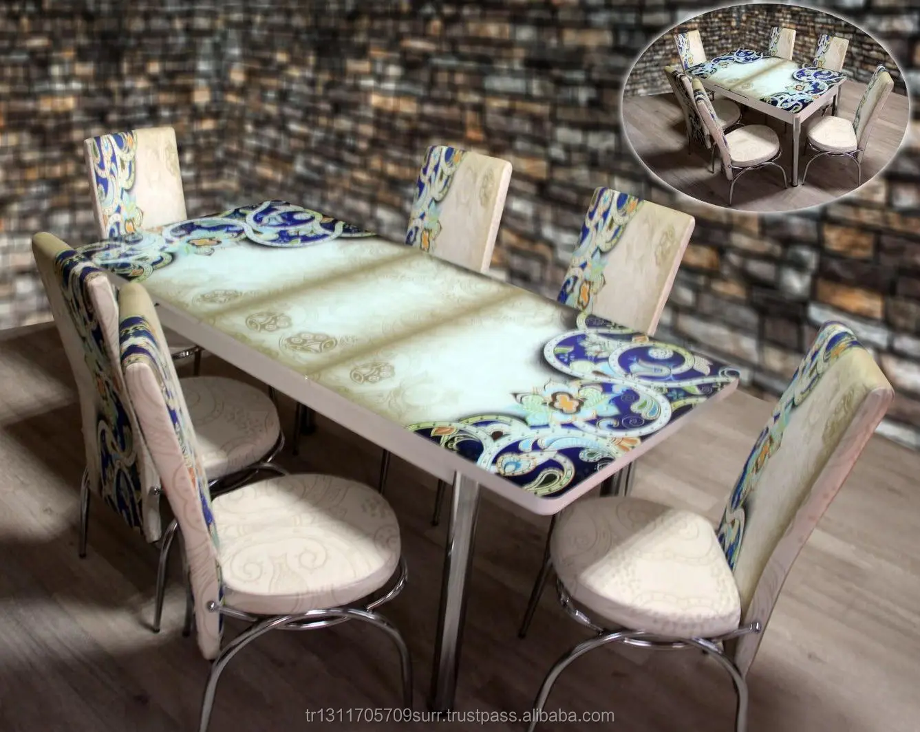 Dining Table Modern Digital Printed Glass Table Top Glass Design