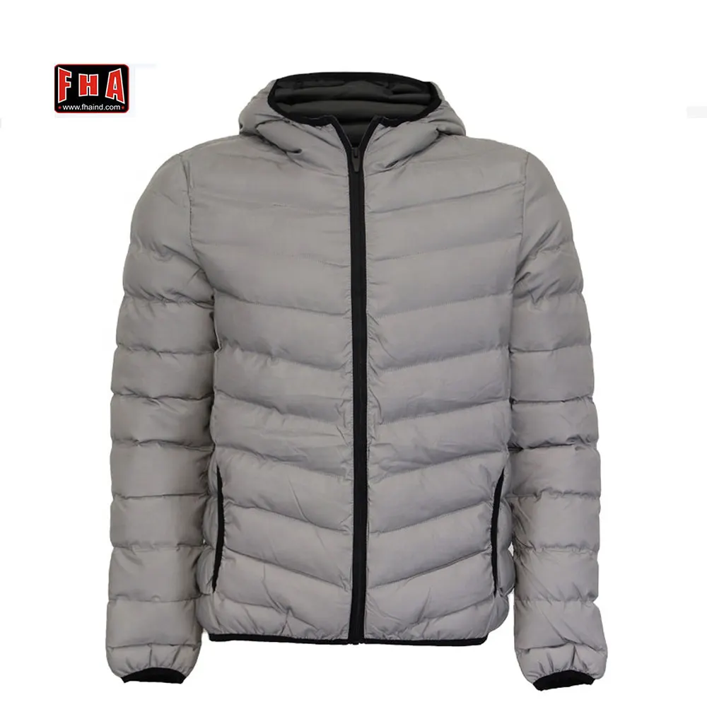 Plus Grey Reflective Mid Length Puffer Jacket