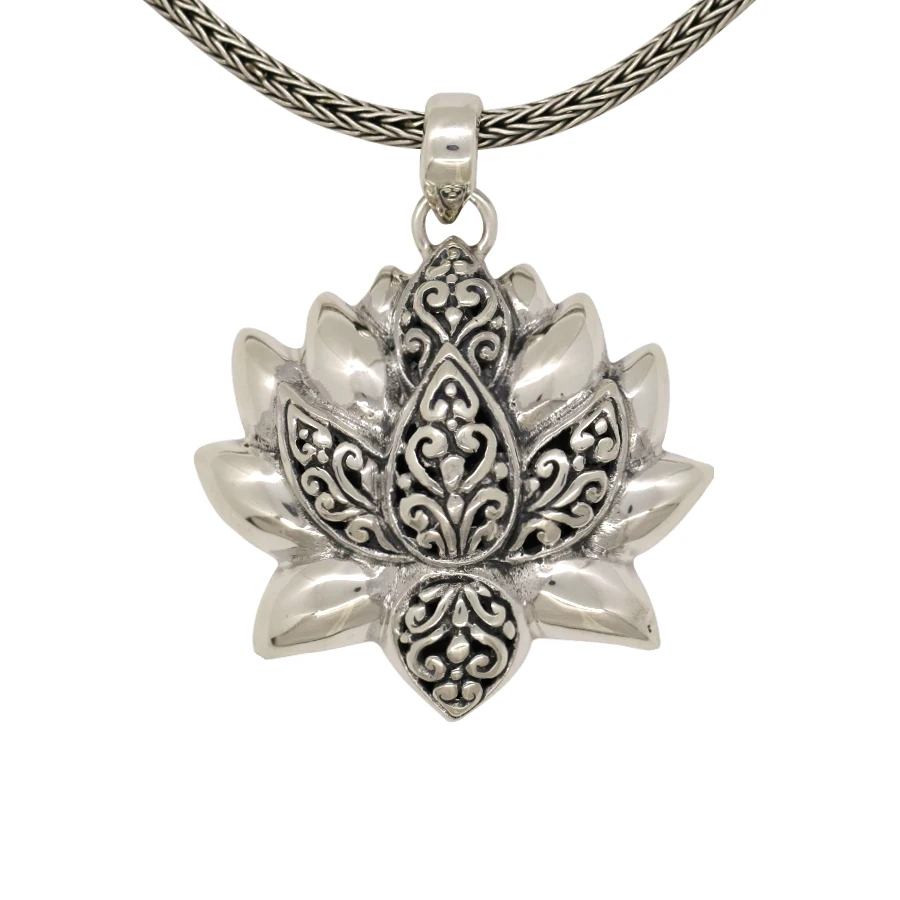 Silver Lotus Leaf Pendants With 