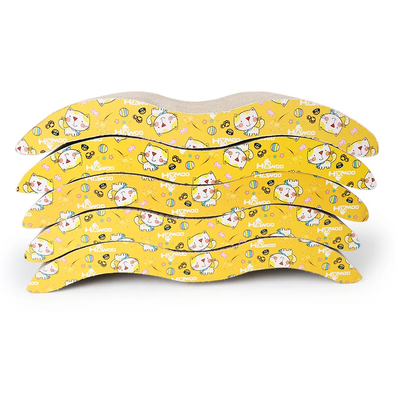 
 Оптовая продажа дизайн в виде волны Когтеточка для кошек нового дизайна для отдыха гофрированный картон картонная Когтеточка для кошек нового дизайна с Кошачьей Мятой  