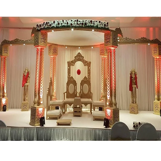 Tri Pillars Mandap Decoration For Indian Weddings Maharani Mandap Decor For Gujarati Weddings Grand Indian Wedding Indoor Mandap Buy Mandaps Mandap Sale India Wedding Mandap Product On Alibaba Com