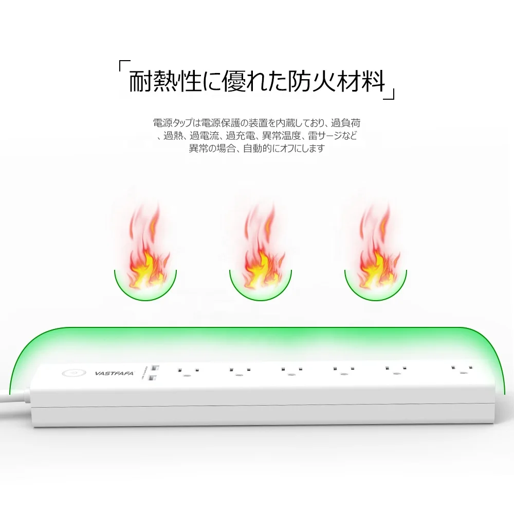 Умный сетевой фильтр с 6 розетками и 2 портами USB для быстрой