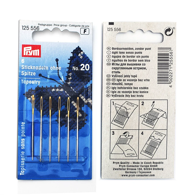 20 Silver col with Gold Eye 1.00 x 43 mm Prym Embroidery Needles Tapestry Blunt Point No 