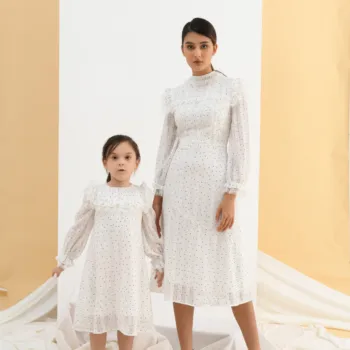 Long Sleeve Dress Autumn mother and daughter matching outfit Mommy and Me Matching Outfits Party Lace Dress