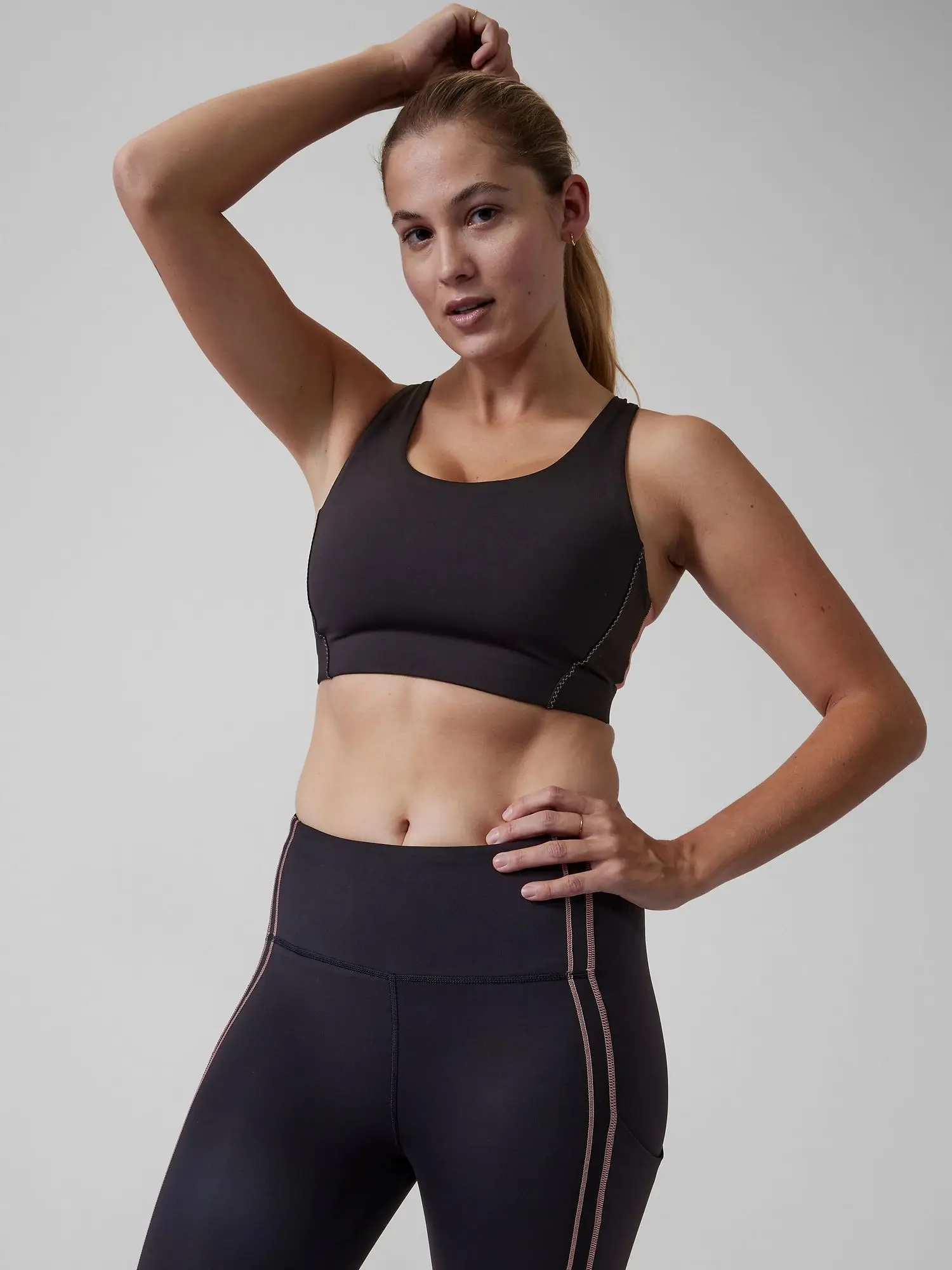 Padded Underwear Sports Bra Strappy U Back Stripes Shockproof Crop Tops