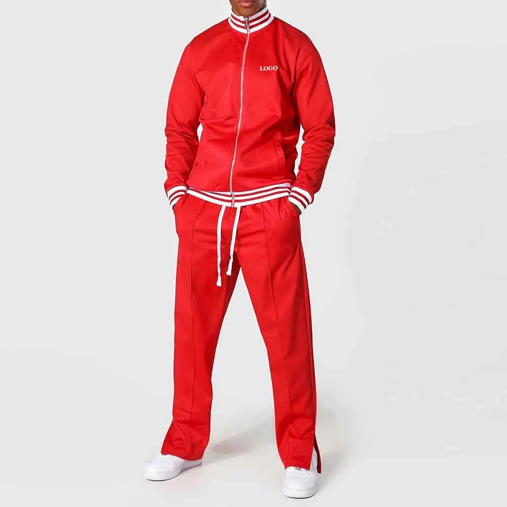 High Quality Tracksuits For Men Curved Spliced Hooded Jogging Suit