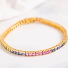 Colorful Bangle Fashion 18k Gold Filled Colorful Bangle Blue Sapphire Tennis Bracelet Colored Rainbow Bangle 18K Gold Bracelet