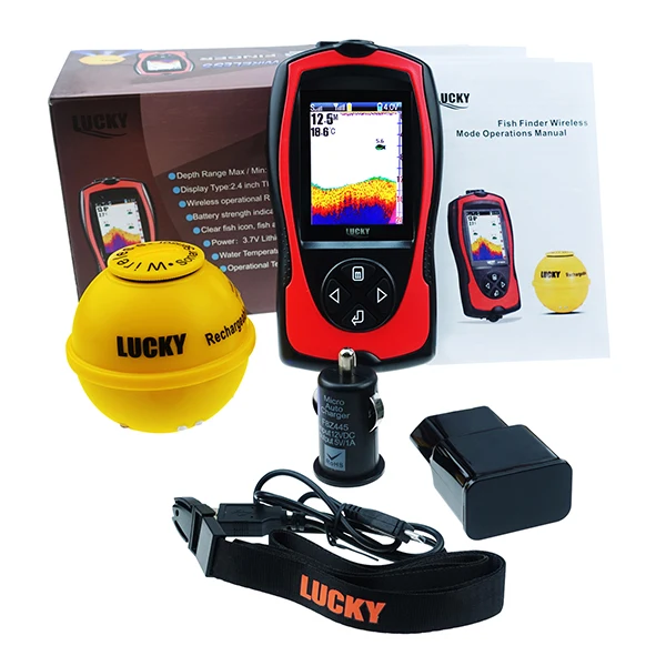 Lucky 45M 2.4" Wireless Sonar Rechargeable Fishfinder With Fish Attractive Lamp 