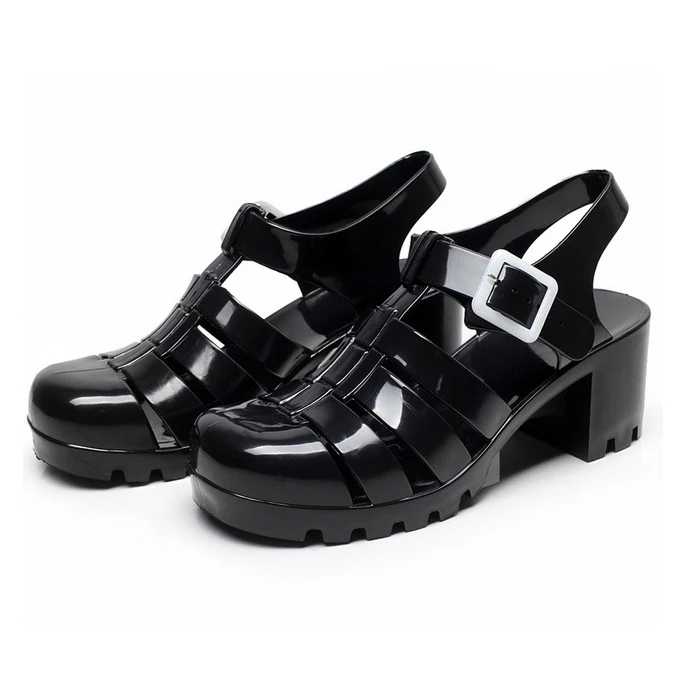 black platform jelly shoes
