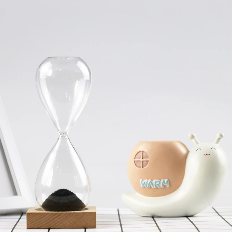 Promotional Magnetic Hourglass Sand Timer with wooden seat