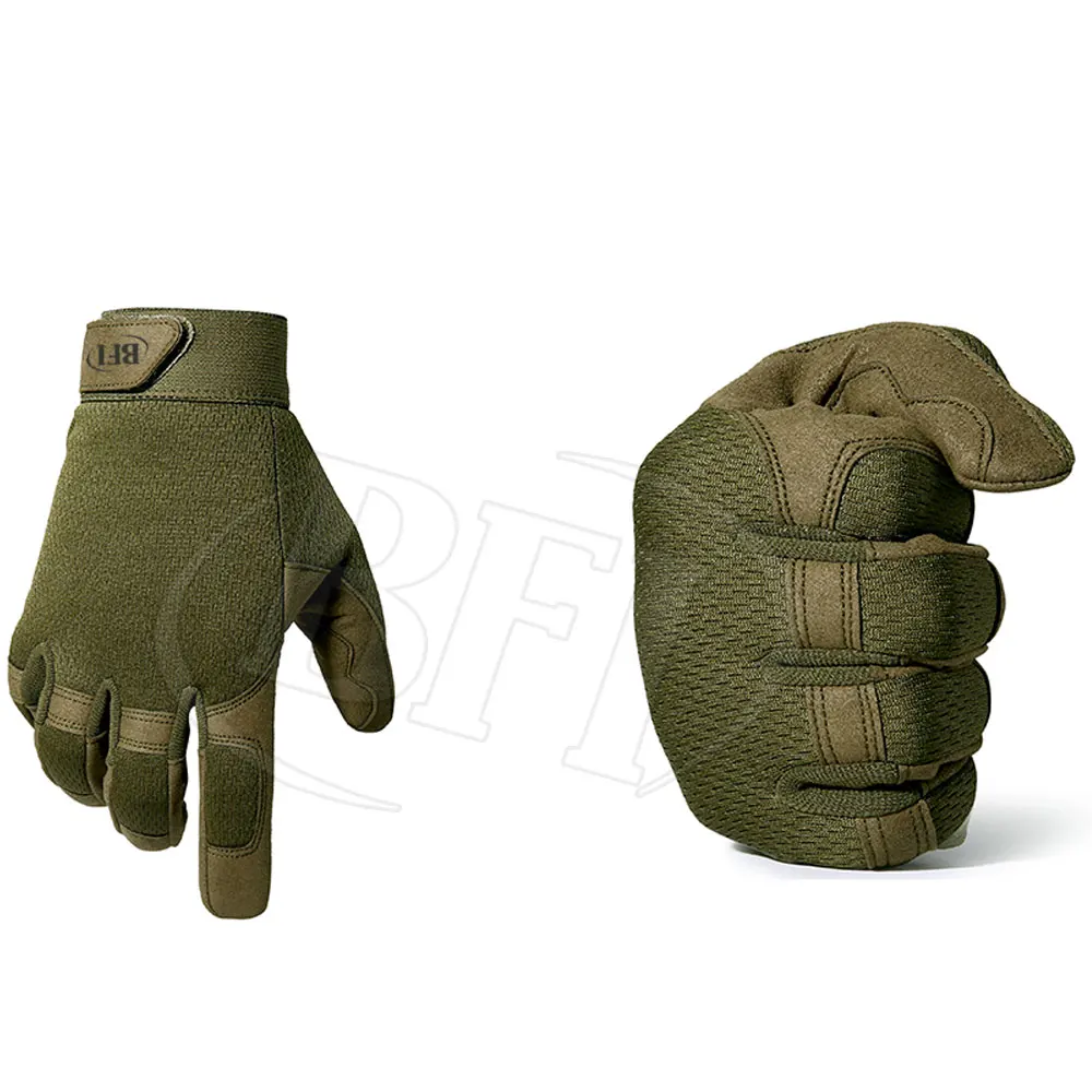 Men`s Full Finger Gloves Hard Knuckle Large Olive Tactical Gloves 