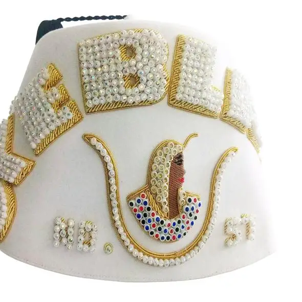 Шляпа усадочная masonic fez со стразами и буквами из золотых слитков как указано; Темно-Бордовая фетровая шляпа Fez 100%