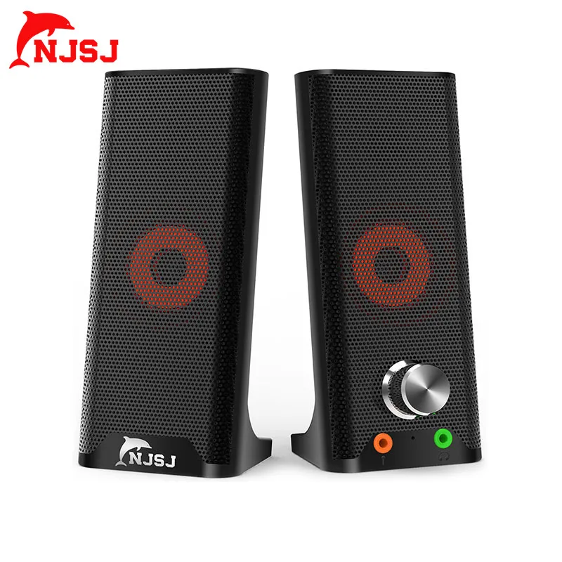 Njsj караоке 2,0 USB динамик для компьютера с регулировки громкости Ручка RGB игровая динамик для настольного компьютера, ПК, ноутбук, планшеты