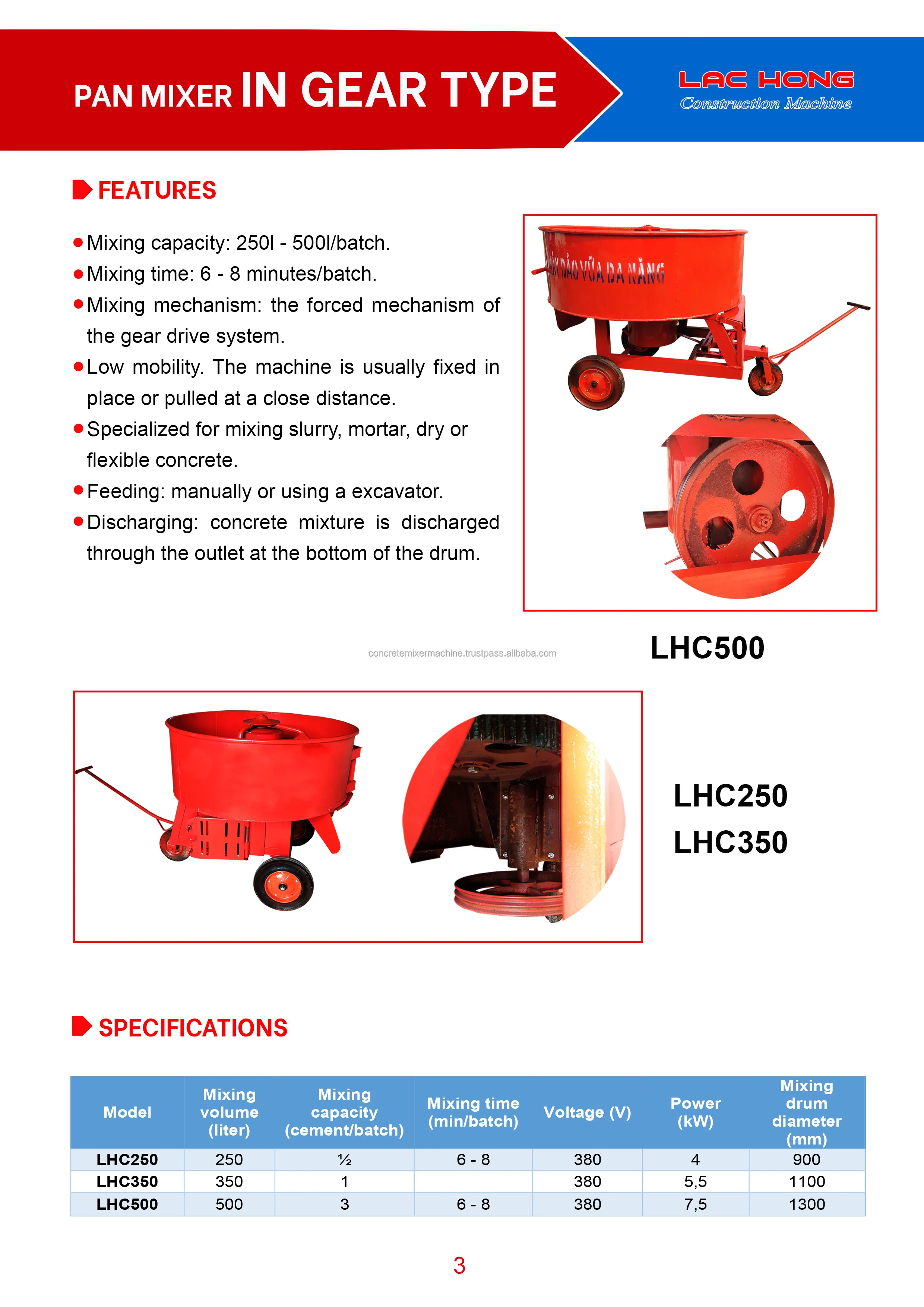 New Design Concrete Mixer 800l 500l Type In Gear Or Auto Axle Made In