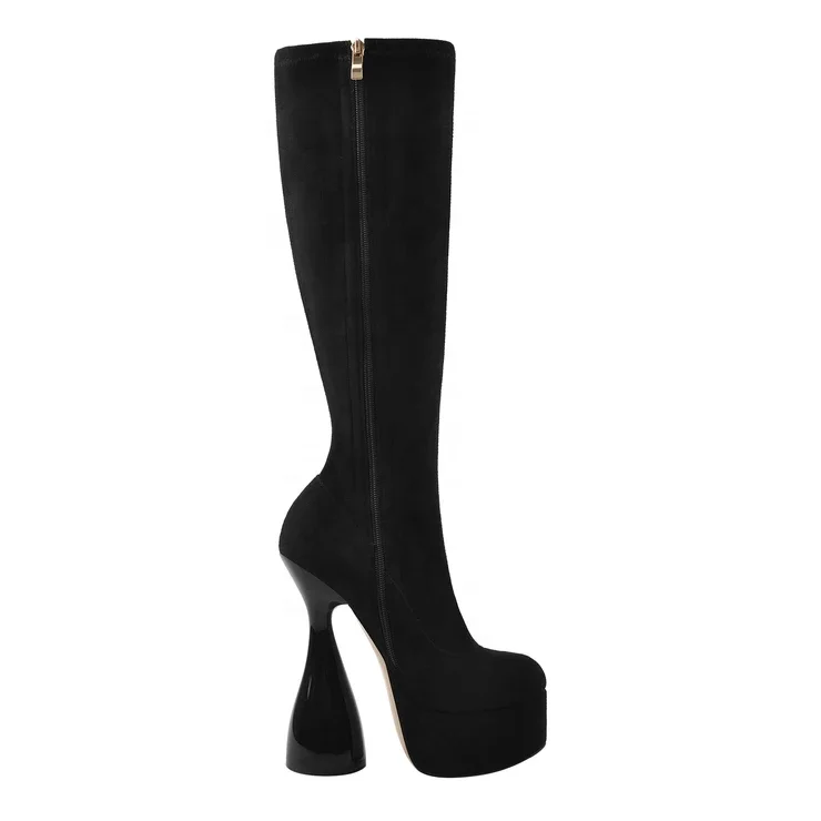 
New collection high heel ladies boots waterproof function soft long boots with block heel shape wholesale items 