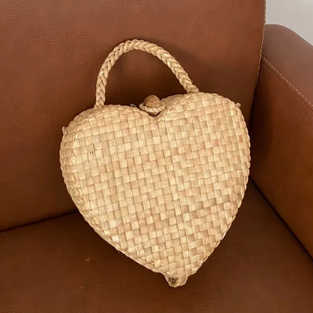 1pc Handmade Wicker Bag With Hollow Out Weave Design, Made Of Pet Material,  For Shopping, Beach, Etc. | SHEIN