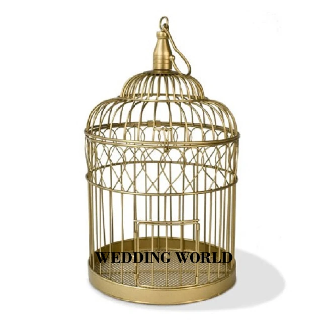 Luxury Wire Mesh Cage for Parrots and Birds - Gold Finished