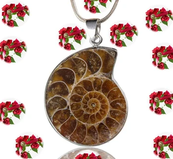 Best price ammonite fossil 925 sterling silver plated pendant