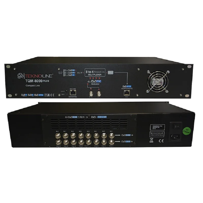 High Quality TQM 8000 PLUS Analog Modulator 8-to-4 Multiplexer RF Modulator 8 Inputs Accepting IP Audio ASI Featuring VCT DVB-C